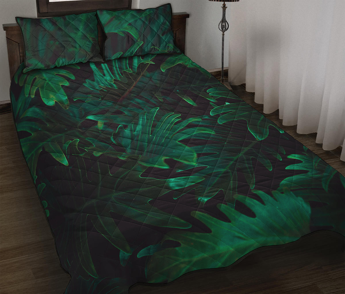 Tropical Fern Leaf Print Quilt Bed Set
