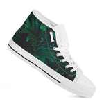 Tropical Fern Leaf Print White High Top Shoes