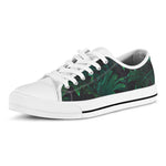 Tropical Fern Leaf Print White Low Top Shoes