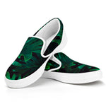 Tropical Fern Leaf Print White Slip On Shoes