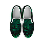 Tropical Fern Leaf Print White Slip On Shoes