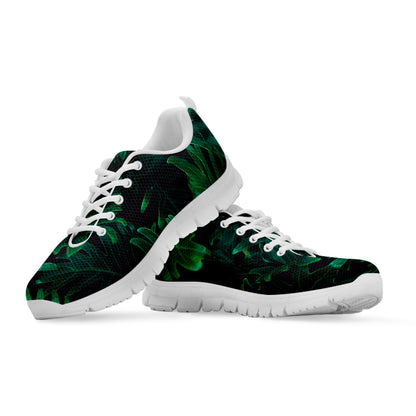 Tropical Fern Leaf Print White Sneakers