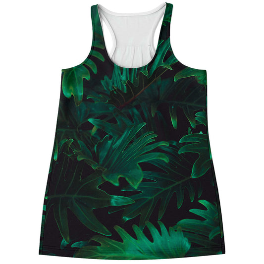 Tropical Fern Leaf Print Women's Racerback Tank Top