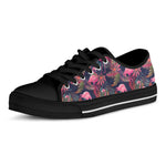 Tropical Flamingo Aloha Pattern Print Black Low Top Shoes