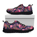 Tropical Flamingo Aloha Pattern Print Black Running Shoes