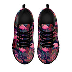 Tropical Flamingo Aloha Pattern Print Black Sneakers