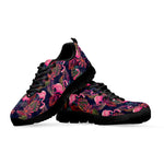 Tropical Flamingo Aloha Pattern Print Black Sneakers