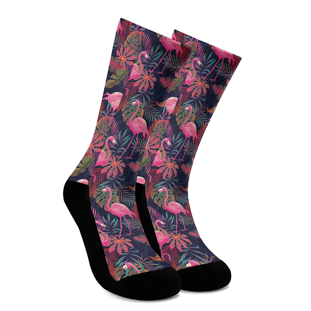 Tropical Flamingo Aloha Pattern Print Crew Socks