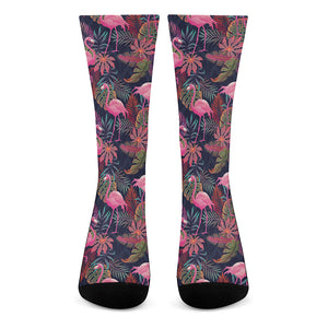 Tropical Flamingo Aloha Pattern Print Crew Socks