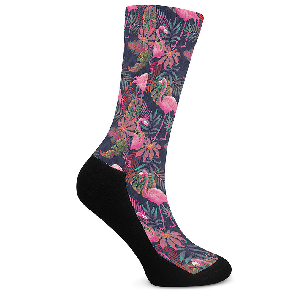 Tropical Flamingo Aloha Pattern Print Crew Socks