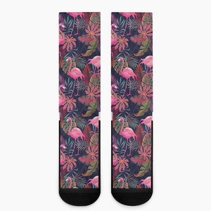 Tropical Flamingo Aloha Pattern Print Crew Socks