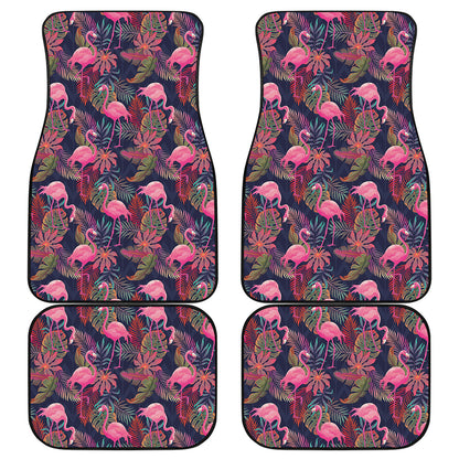 Tropical Flamingo Aloha Pattern Print Front and Back Car Floor Mats