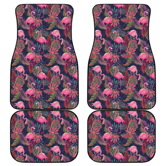 Tropical Flamingo Aloha Pattern Print Front and Back Car Floor Mats