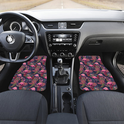 Tropical Flamingo Aloha Pattern Print Front and Back Car Floor Mats