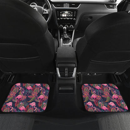 Tropical Flamingo Aloha Pattern Print Front and Back Car Floor Mats