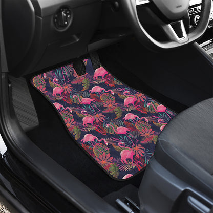 Tropical Flamingo Aloha Pattern Print Front and Back Car Floor Mats