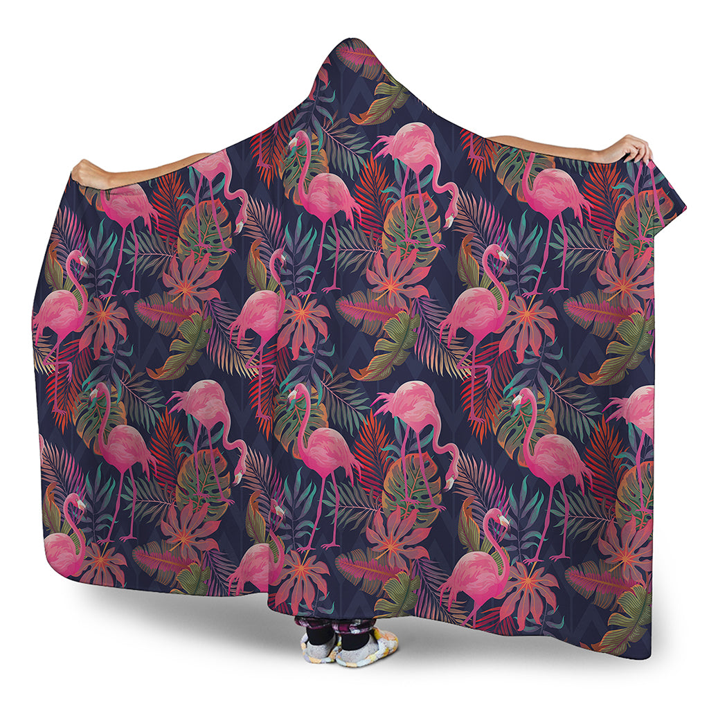 Tropical Flamingo Aloha Pattern Print Hooded Blanket