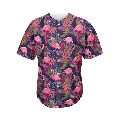 Tropical Flamingo Aloha Pattern Print Men's Baseball Jersey