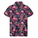 Tropical Flamingo Aloha Pattern Print Men's Short Sleeve Shirt