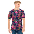 Tropical Flamingo Aloha Pattern Print Men's T-Shirt