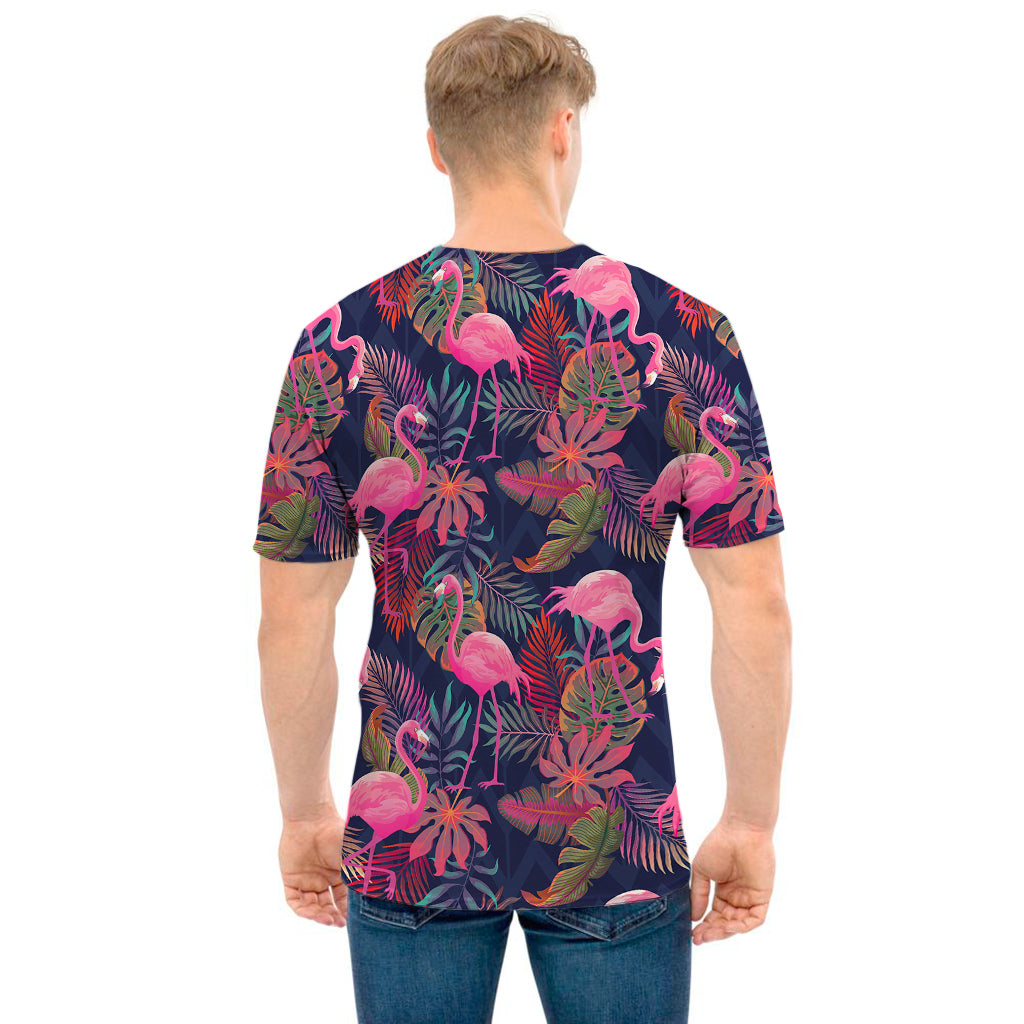Tropical Flamingo Aloha Pattern Print Men's T-Shirt