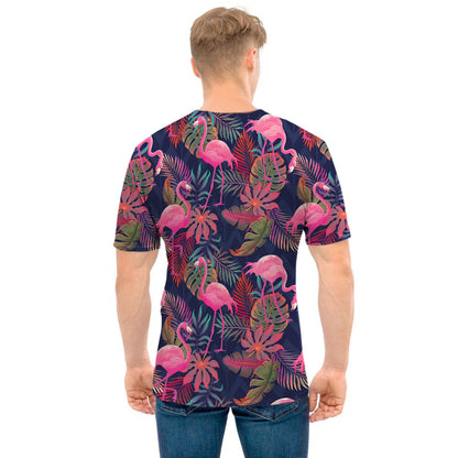 Tropical Flamingo Aloha Pattern Print Men's T-Shirt