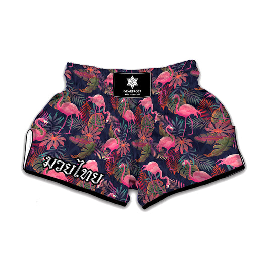 Tropical Flamingo Aloha Pattern Print Muay Thai Boxing Shorts