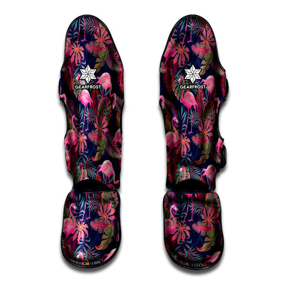 Tropical Flamingo Aloha Pattern Print Muay Thai Shin Guard