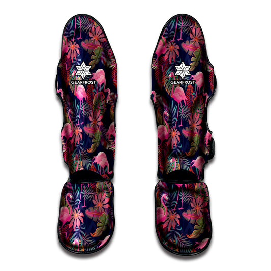 Tropical Flamingo Aloha Pattern Print Muay Thai Shin Guard