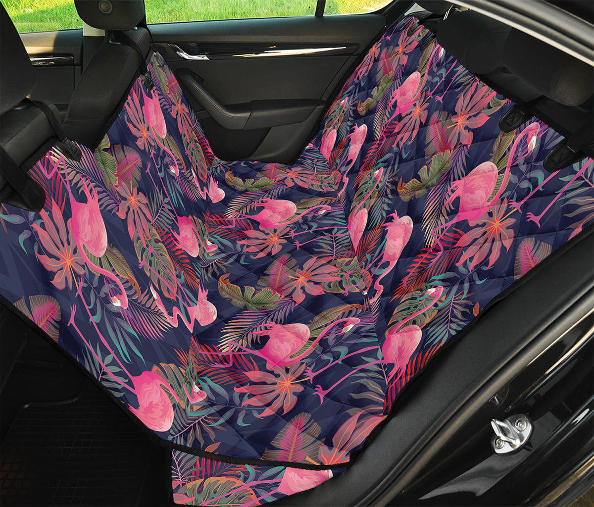 Tropical Flamingo Aloha Pattern Print Pet Car Back Seat Cover