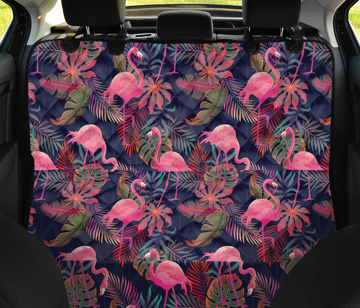 Tropical Flamingo Aloha Pattern Print Pet Car Back Seat Cover