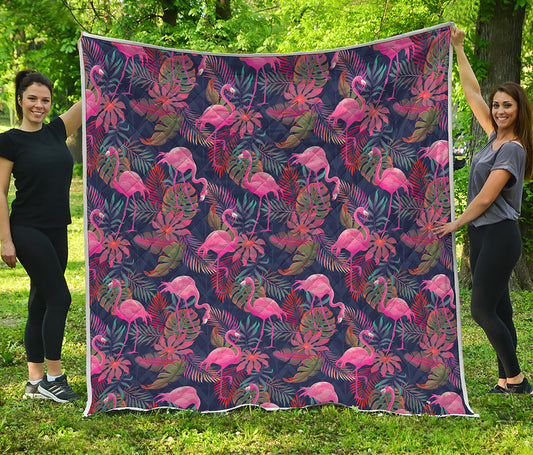 Tropical Flamingo Aloha Pattern Print Quilt