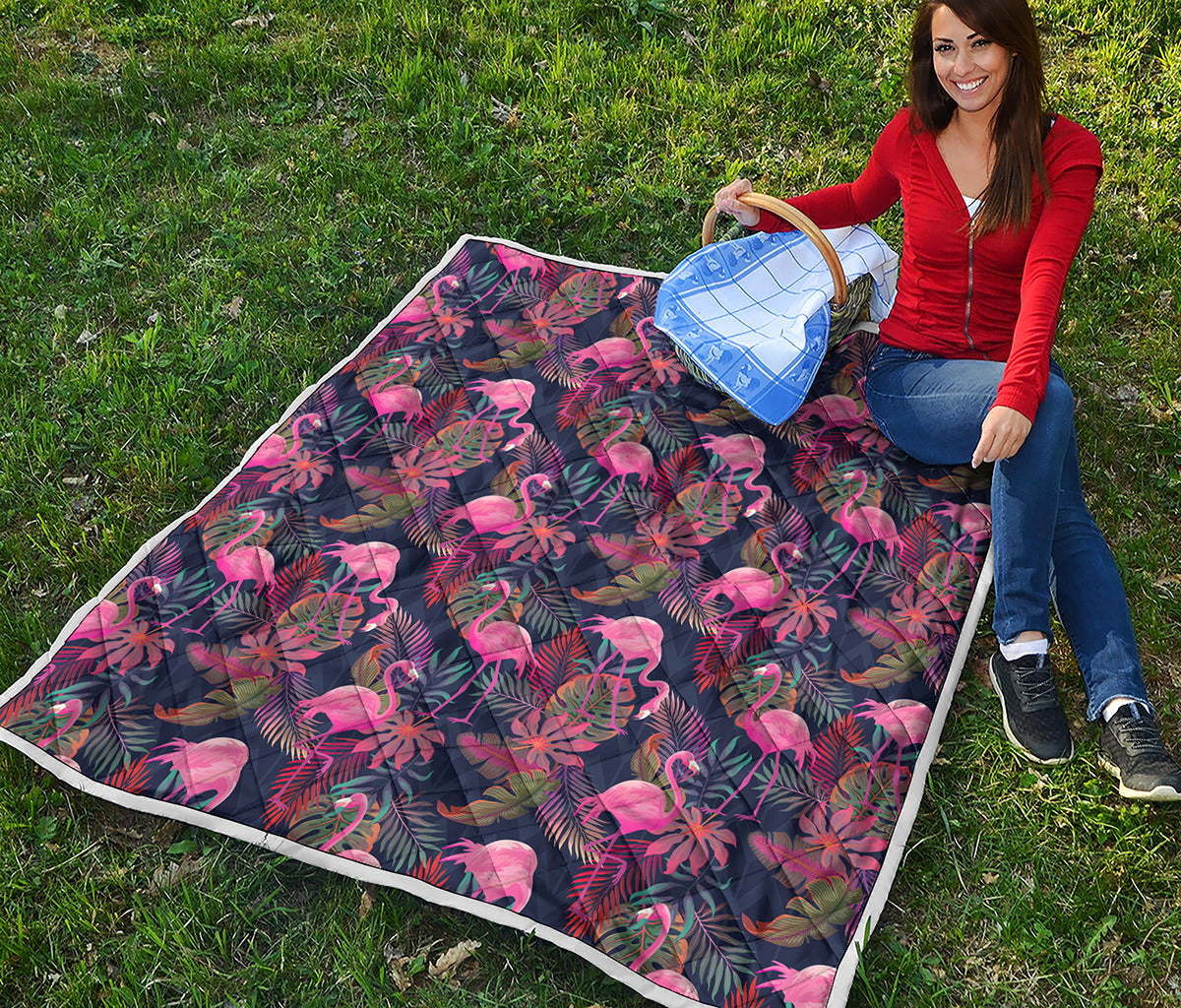 Tropical Flamingo Aloha Pattern Print Quilt