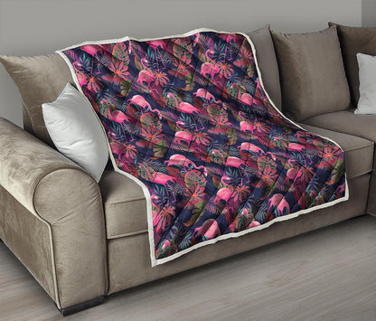 Tropical Flamingo Aloha Pattern Print Quilt