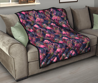 Tropical Flamingo Aloha Pattern Print Quilt