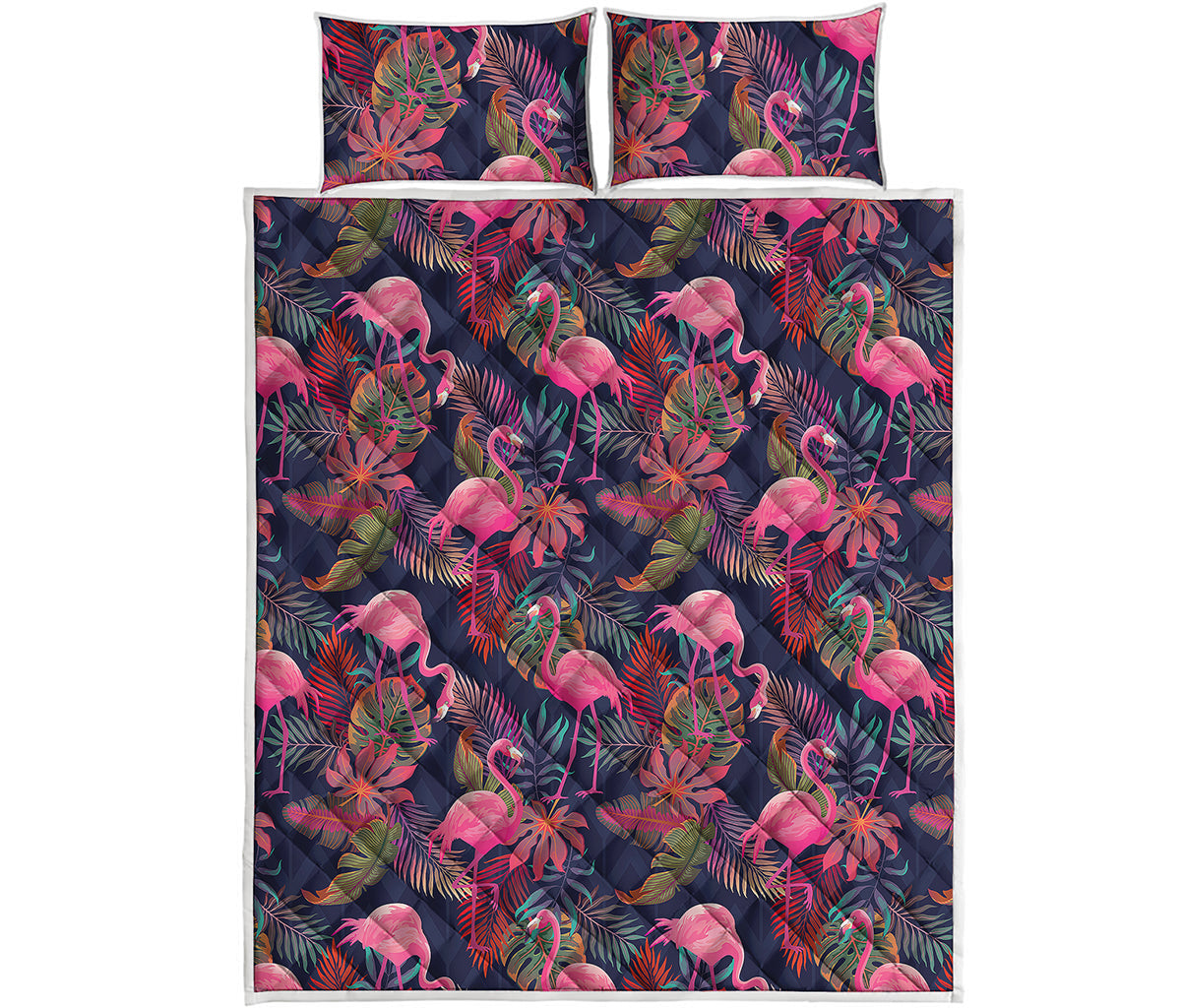 Tropical Flamingo Aloha Pattern Print Quilt Bed Set
