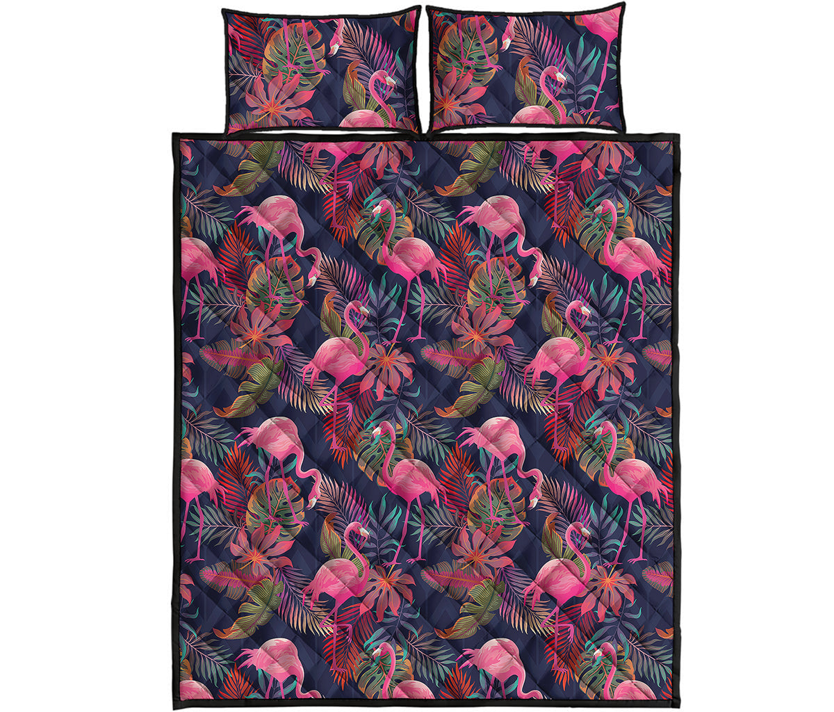 Tropical Flamingo Aloha Pattern Print Quilt Bed Set