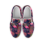 Tropical Flamingo Aloha Pattern Print White Slip On Shoes