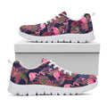 Tropical Flamingo Aloha Pattern Print White Running Shoes