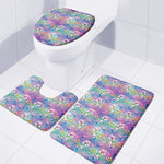 Tropical Flamingo And Hibiscus Print 3 Piece Bath Mat Set
