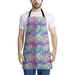 Tropical Flamingo And Hibiscus Print Apron