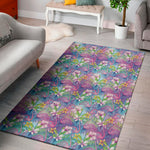 Tropical Flamingo And Hibiscus Print Area Rug
