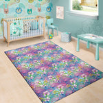 Tropical Flamingo And Hibiscus Print Area Rug