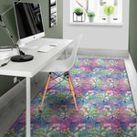 Tropical Flamingo And Hibiscus Print Area Rug