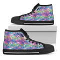 Tropical Flamingo And Hibiscus Print Black High Top Sneakers