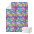 Tropical Flamingo And Hibiscus Print Blanket