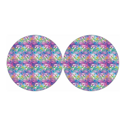 Tropical Flamingo And Hibiscus Print Car Coasters