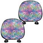 Tropical Flamingo And Hibiscus Print Car Headrest Covers