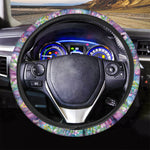 Tropical Flamingo And Hibiscus Print Car Steering Wheel Cover