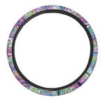 Tropical Flamingo And Hibiscus Print Car Steering Wheel Cover